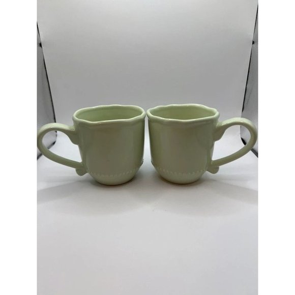 Green Beaded Pottery Barn Outlet Mugs Set of 2 - Picture 2 of 15